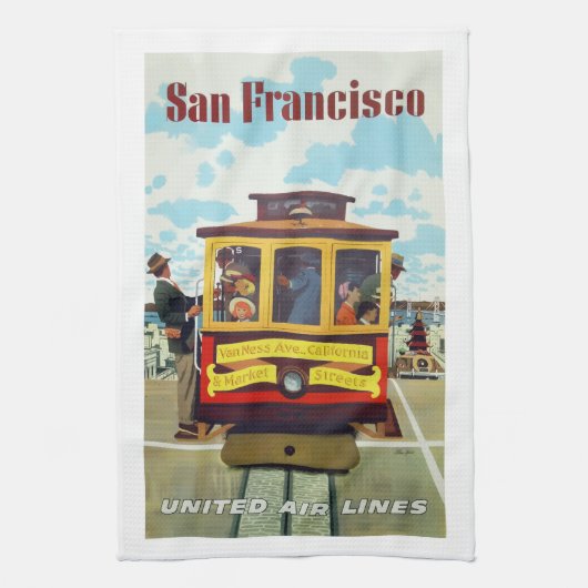 poster van de  kabelmaatschappij San Francisco, Theedoek (Verticaal)
