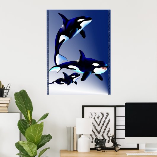 Poster van de Killer Whale Family (Thuiskantoor)