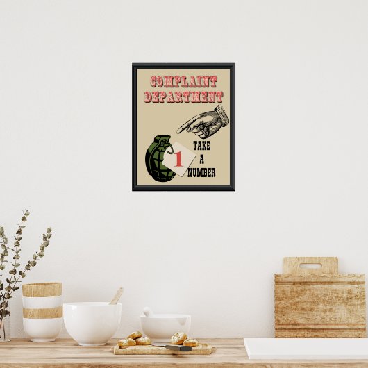 Poster van de klachtenafdeling (Keuken)