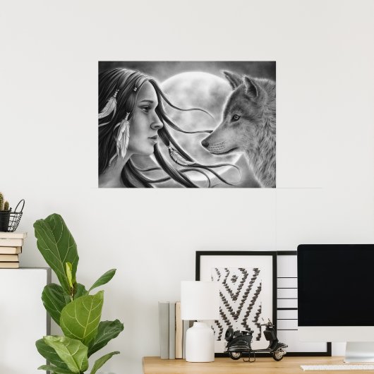 Poster van de kruising Spirits Wolf (Thuiskantoor)