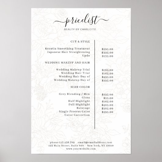 Poster van de lijst met Floral Pattern-prijzen (Voorkant)