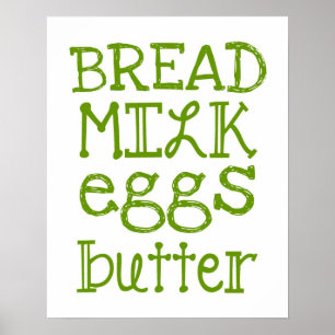 Poster van de lijst van kruidenierswaren