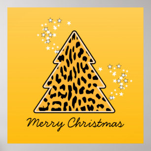 Poster van de luipaard cheetah-kerstboom