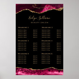 Poster van de Magenta Red Gold Agate-prijslijst