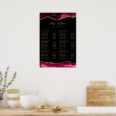 Poster van de Magenta Red Gold Agate-prijslijst (Keuken)
