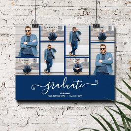 Poster van de Multi Photo Navy Blue Graduation Par