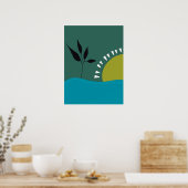 poster van de muur minimalistisch groen zonnedoren (Keuken)