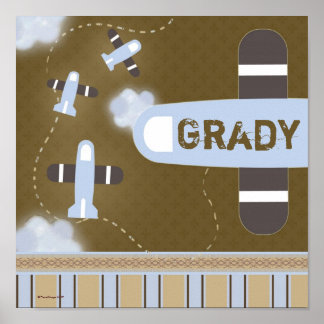 Poster van de muur van het vliegtuig van de peuter