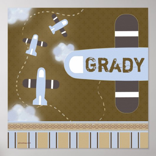 Poster van de muur van het vliegtuig van de peuter (Voorkant)