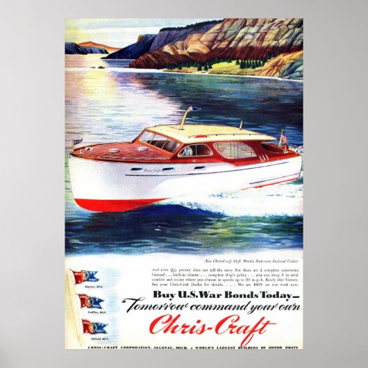 Poster van de oorlogsbassins Chris-Craft (Voorkant)