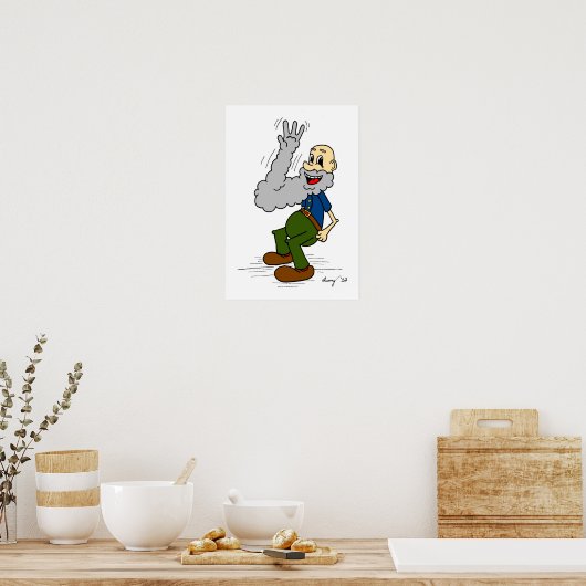 Poster van de oude Man Waving Beard (Keuken)