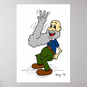 Poster van de oude Man Waving Beard