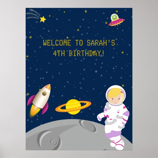 Poster van de Outer Space Astronaut Birthday (Voorkant)