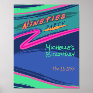 Poster van de partij van de oude jaren negentig