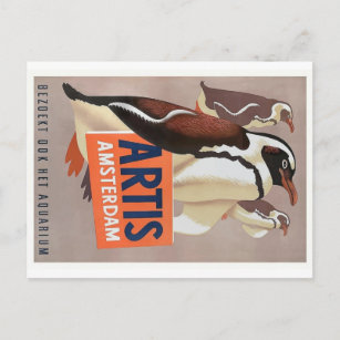 poster van de pinguïns Artis Zoo Amsterdam 1947 Briefkaart