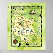 Poster van de Pirate Treasure Map van het eiland R (Voorkant)