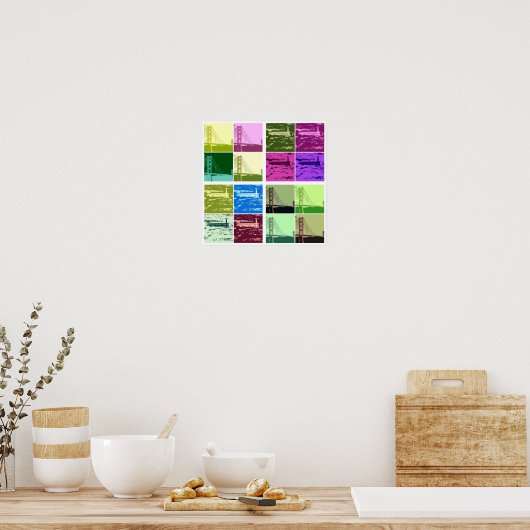 Poster van de Pop van Alcatraz en Golden Gate Brid (Keuken)