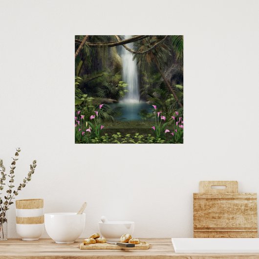 Poster van de prachtige waterval (Keuken)
