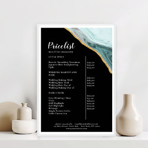 Poster van de prijslijst met moderne marmer Gold S