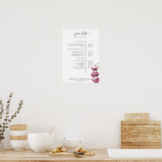 Poster van de prijslijst van de moderne bloem (Keuken)