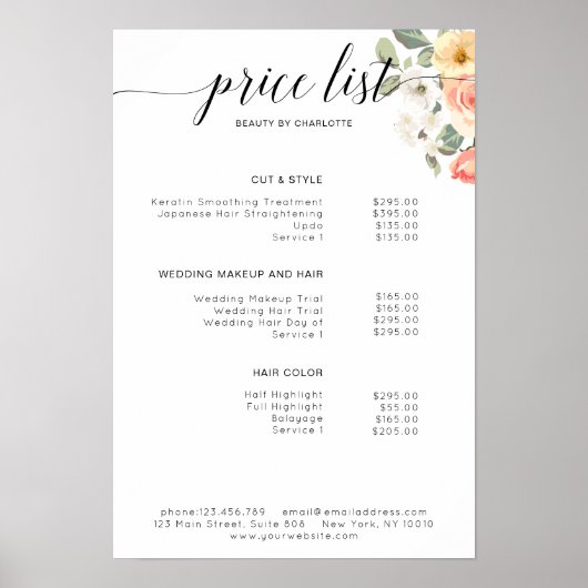 Poster van de prijslijst van de moderne bloem (Voorkant)