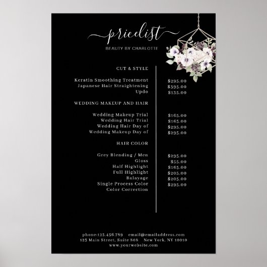 Poster van de prijslijst van de moderne bloem (Voorkant)