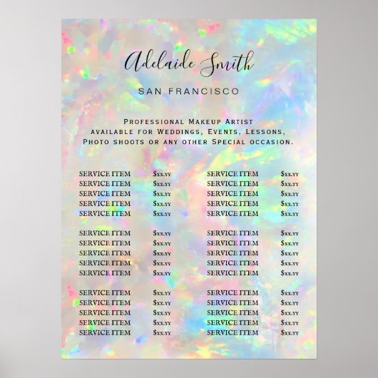 poster van de prijslijst van steen (Voorkant)