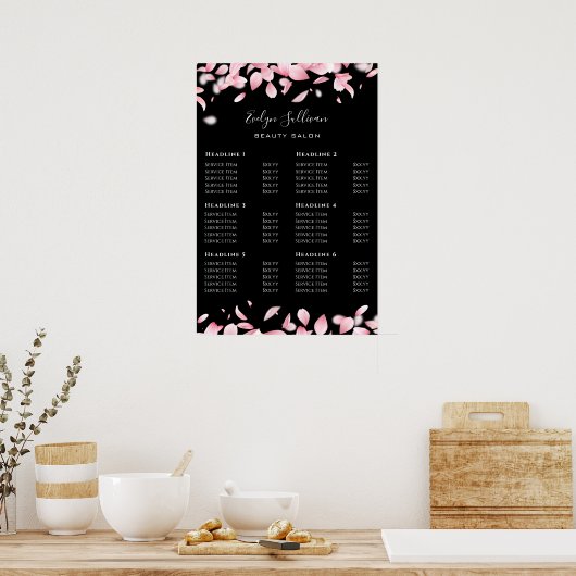 Poster van de prijslijst voor afvallende bladen (Keuken)