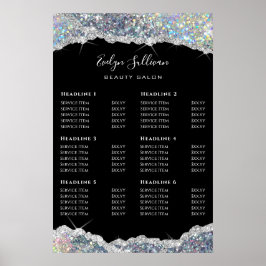 Poster van de prijslijst voor faux glitter Silver