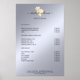 Poster van de prijslijst voor moderne diamanten