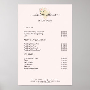 Poster van de prijslijst voor moderne diamanten