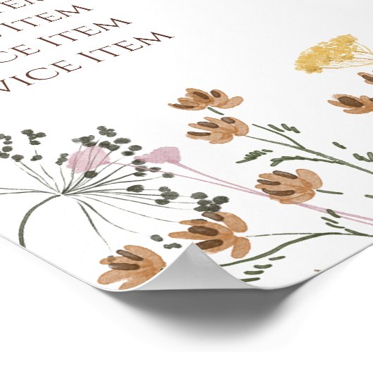 Poster van de prijslijst voor wilde bloemen (Hoek)