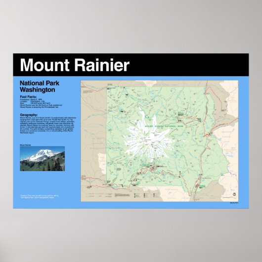 Poster van de Rainier National Park Map (Voorkant)