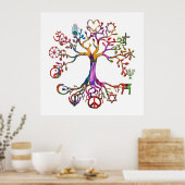 Poster van de regenboog van de Wereldvredesboom (Keuken)