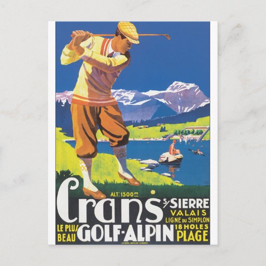 Poster van de Reis van Alpin van het golf het Briefkaart (Voorkant)