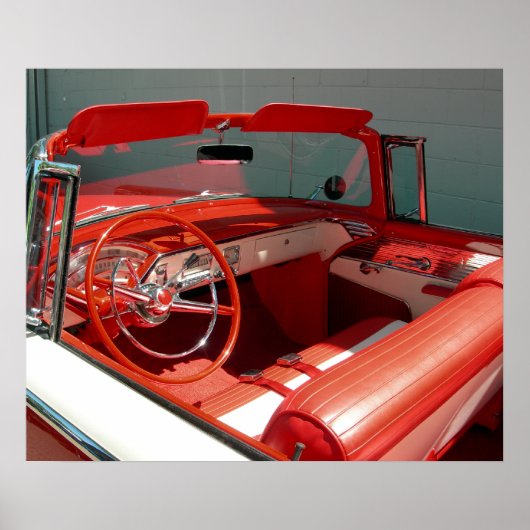 Poster van de rode klassieke intage auto (Voorkant)