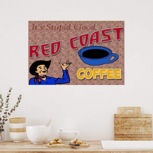 Poster van de Rode Koffieretro (Keuken)
