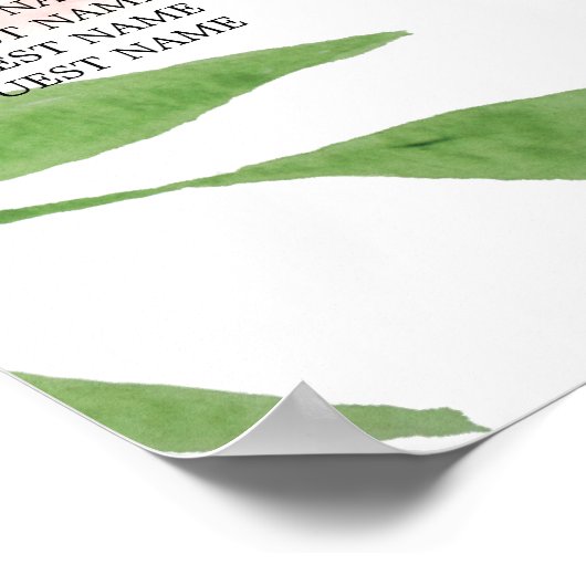 Poster van de roze Floral Wedding Seating Chart 24 (Hoek)