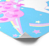 Poster van de roze Girl Unicorn (Hoek)