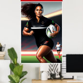 Poster van de Rugby-kunst voor vrouwen (Thuiskantoor)