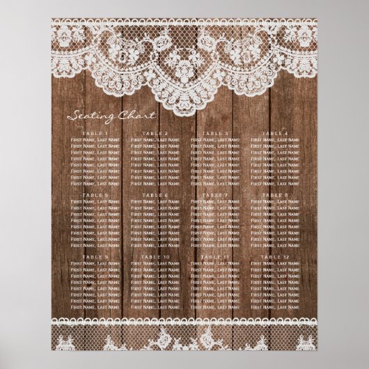 Poster van de Rustic Lace en Wood Wedding Seating  (Voorkant)