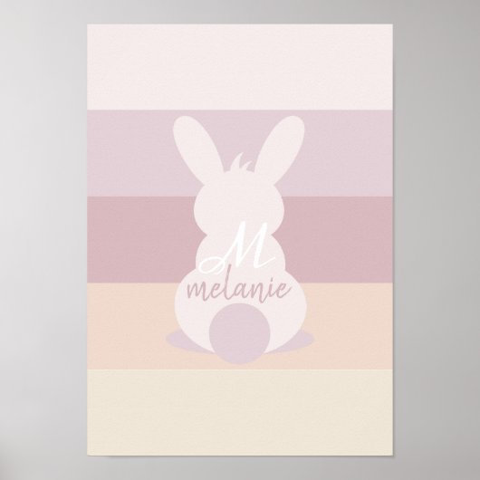 Poster van de shabby-chic bunny met naam (Voorkant)