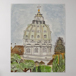 Poster van de Sint-Peter Basilica in Rome, Italië