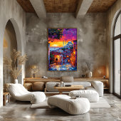 Poster van de skyline van Istanboel - levendige Tu