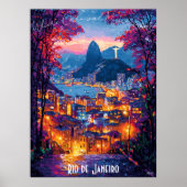 Poster van de skyline van Rio de Janeiro – Brazili (Voorkant)