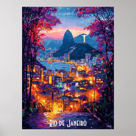 Poster van de skyline van Rio de Janeiro – Brazili (Voorkant)
