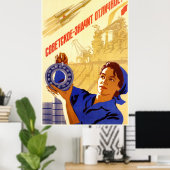 Poster van de Sovjet-ruimtepropaganda (Thuiskantoor)