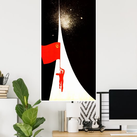 Poster van de Sovjet-ruimtepropaganda (Thuiskantoor)