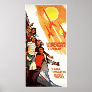Poster van de Sovjet-ruimtepropaganda