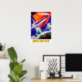 Poster van de Sovjet-ruimtepropaganda (Thuiskantoor)